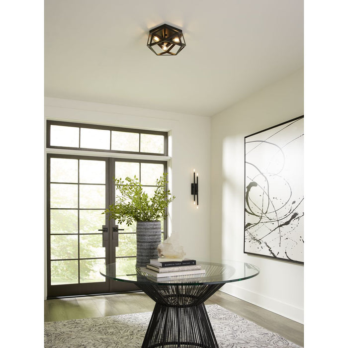 Progress Lighting Saucedo Collection Three-Light Flush Mount Close-To-Ceiling Fixture Matte Black (P350244-31M)