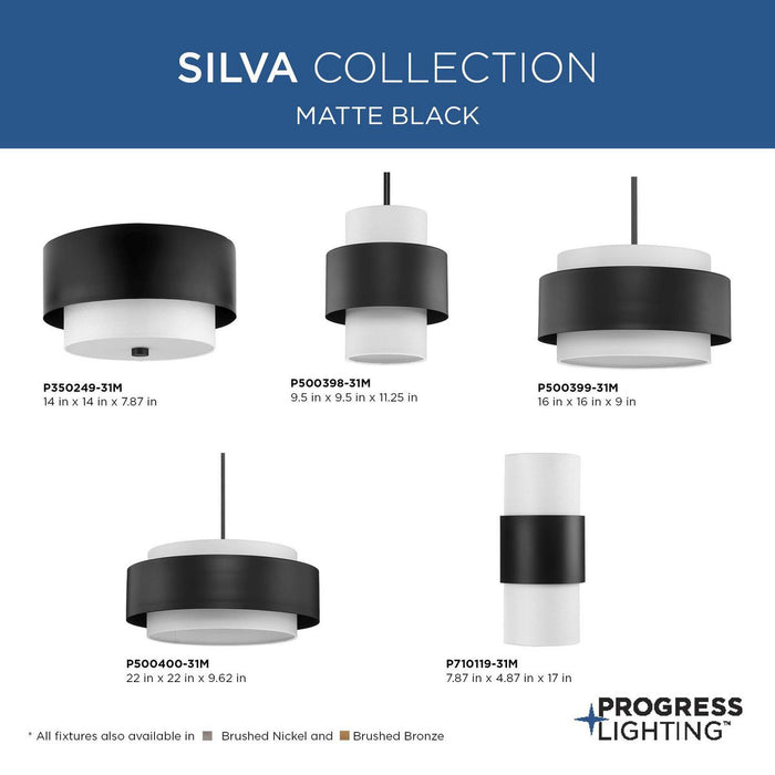 Progress Lighting Silva Collection Three-Light Pendant Matte Black (P500400-31M)