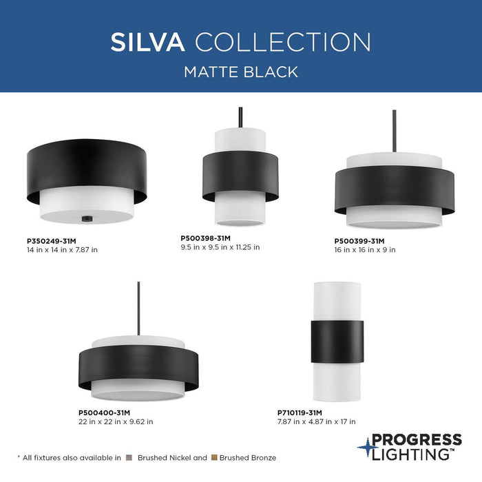 Progress Lighting Silva Collection Three-Light Pendant Matte Black (P500399-31M)
