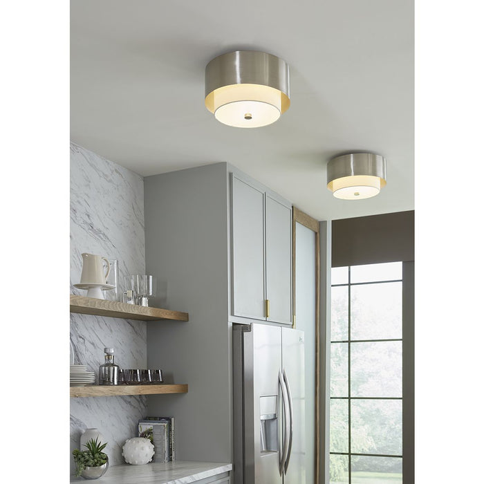 Progress Lighting Silva Collection Two-Light Flush Mount Close-To-Ceiling Fixture Brushed Nickel (P350249-009)