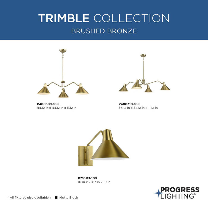 Progress Lighting Trimble Collection Three-Light Chandelier Brushed Bronze (P400309-109)