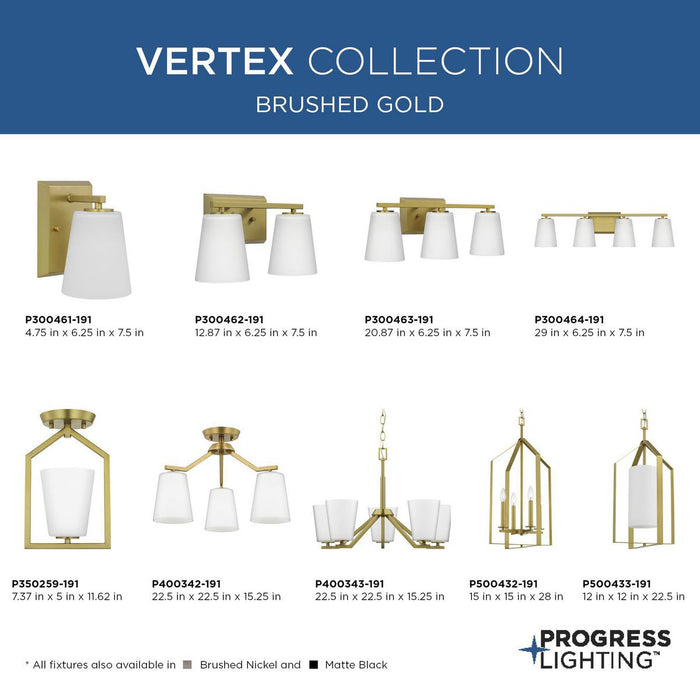 Progress Lighting Vertex Collection Three-Light Chandelier Convertible Brushed Gold (P400342-191)