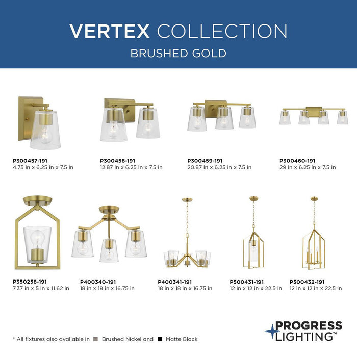 Progress Lighting Vertex Collection Three-Light Bath And Vanity Fixture Brushed Gold (P300459-191)