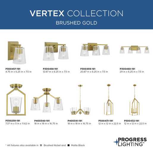 Progress Lighting Vertex Collection Four-Light Foyer Fixture Brushed Gold (P500432-191)