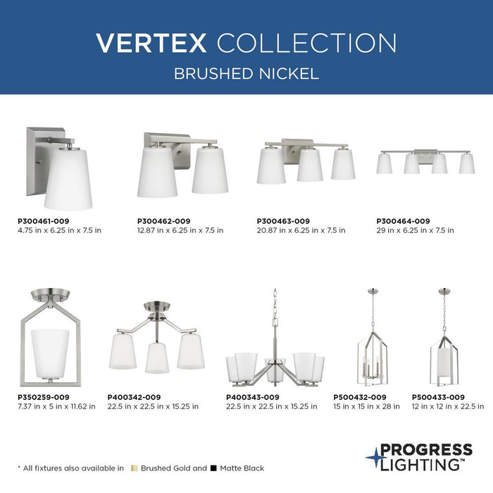 Progress Lighting Vertex Collection Four-Light Bath And Vanity Fixture Brushed Nickel (P300464-009)