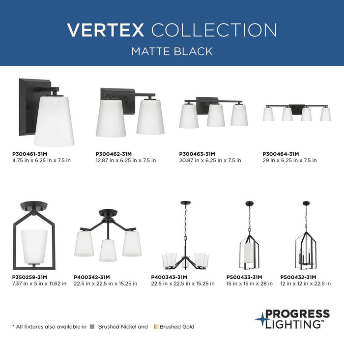Progress Lighting Vertex Collection Three-Light Bath And Vanity Fixture Matte Black (P300463-31M)