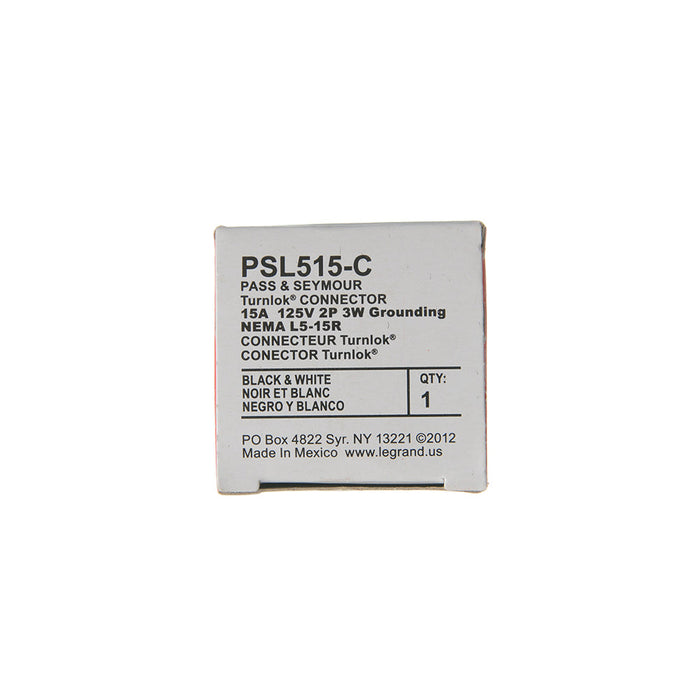 Pass And Seymour 15 Amp 125V Black Back White Front Body (PSL515C)