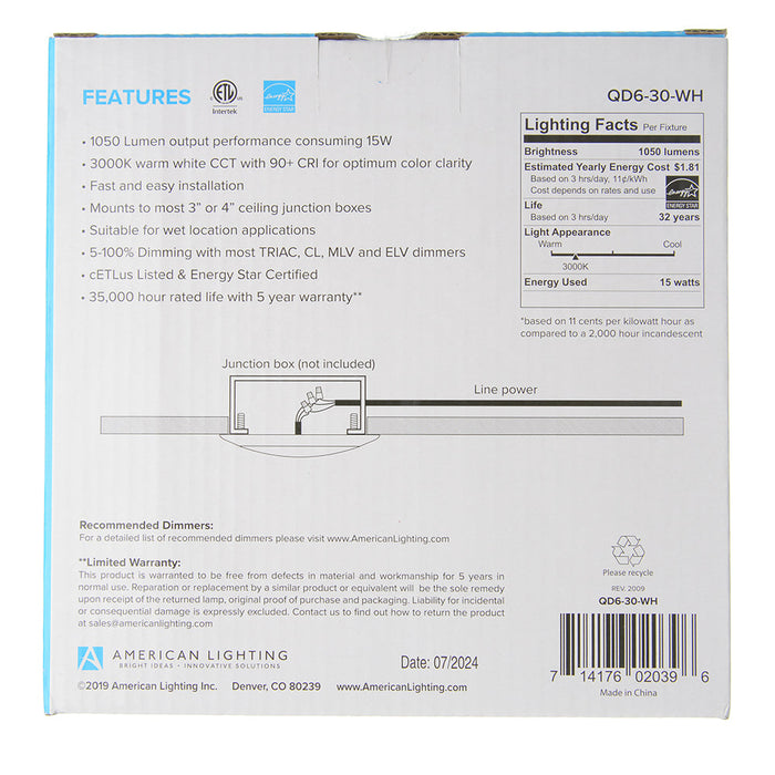 American Lighting Quick Disc (QD6-30-WH)