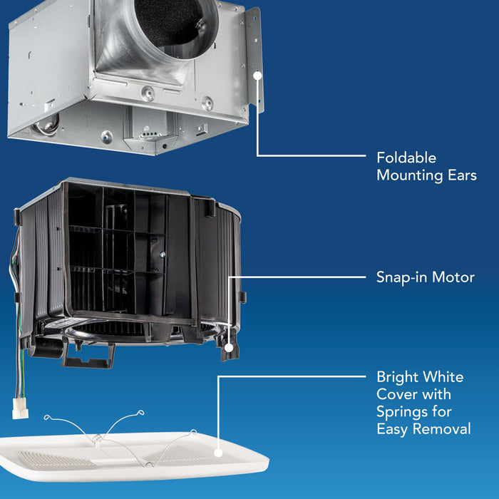 Broan-NuTone QTXE Series 80 CFM Ventilation Fan With White Grille 0.4 Sones Energy Star Certified (QTXEG080X)