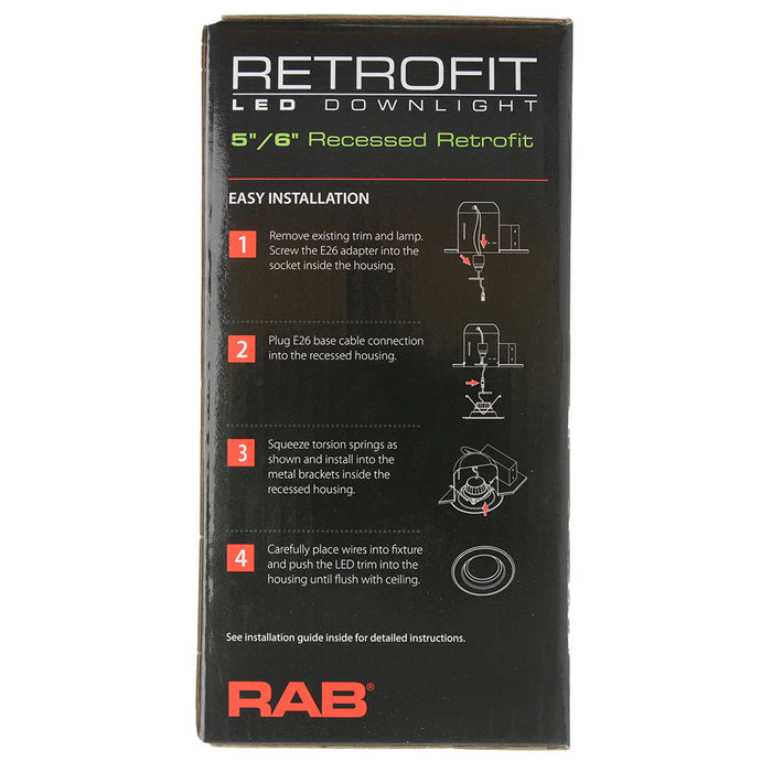 RAB Downlight Recessed 6 Inch Round 14W 1200Lm E26 92 CRI 3500K 120V Baffle (R6R14935120WB)