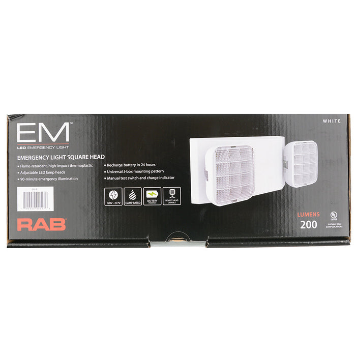 RAB Emergency Light 2-Head Emergency White Housing Remote Capacity (EM-R)