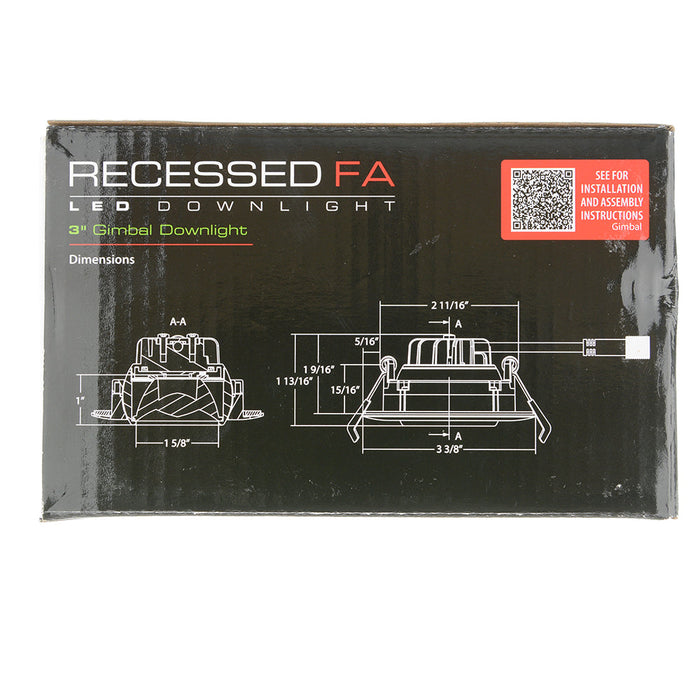 RAB 3 Inch LED Gimbal Downlight 9W 90 CRI CCT Field Adjustable 2700K/3000K/3500K/4000K/5000K 120V Triac Dimming Round White Trim (G3)