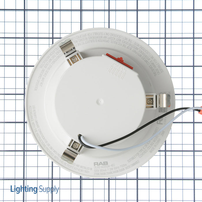 RAB LED Economical Recessed Retrofit Downlight 4 Inch Round E26 7.5W White 700Lm CCT Adjustable 2700K/3000K/3500K/4000K/5000K 90 CRI Baffle Trim (R34-4B)