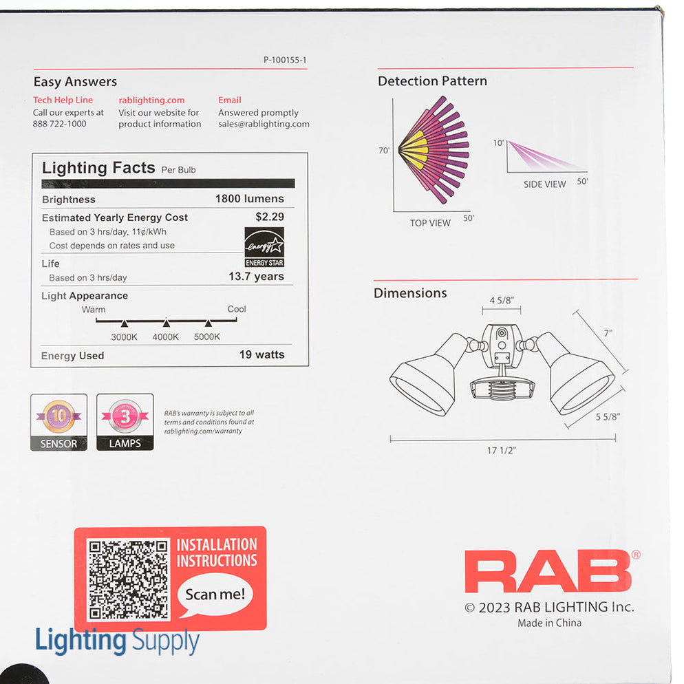 RAB STL110HW/L LED Outdoor Sensor Lights-STL110HW Sensor CCT Select ...