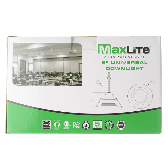 Maxlite 110745 Universal Downlight 6 Inch Wattage/CCT Selectable 10W/18W/23W 2700K/3000K/3500K/4000K/5000K 120-277V With 0-10V Dimming (RCF6V10WCS)