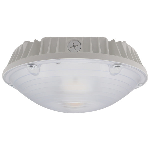 Trace-Lite Round LED Canopy Fixture 40W 5200-7818Lm Domed Lens Die-Cast Aluminum Housing 120-277V 5000K White Finish (RCL40-5K-WH)