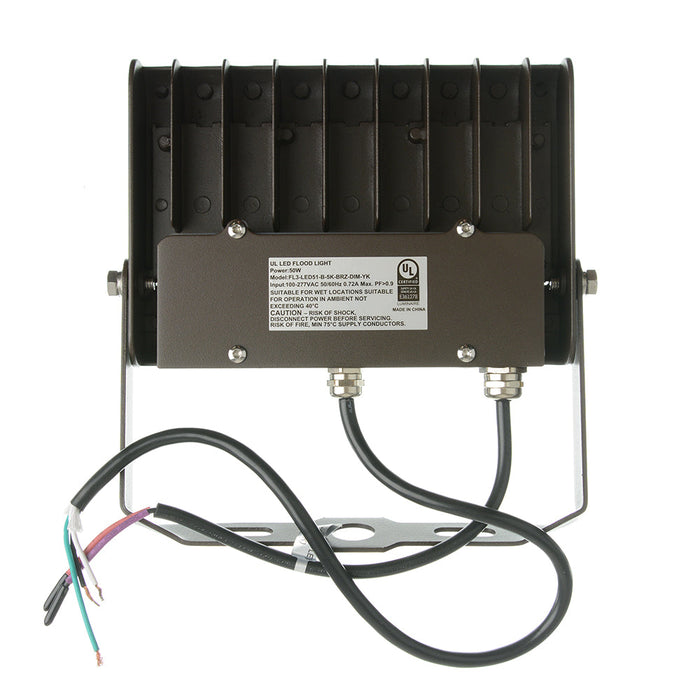 RDA Lighting FL3-LED51-B-5K-BRZ-DIM-YK Floodlight 51W 120-277V 5000K Bronze Finish 0-10V Dimming And Yoke Mount (052155)