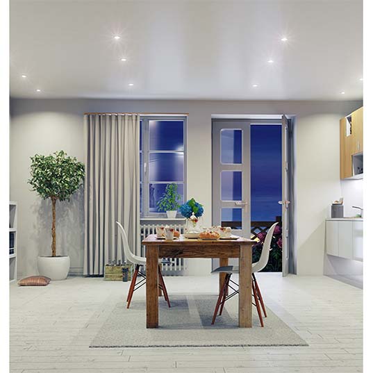 NICOR 5/6 Inch Recessed LED Downlight With Night Light CCT Selectable 2700K/3000K/3500K/4000K/5000K 90 CRI 120V Baffle Matte White (RDN561120S9WHBF)