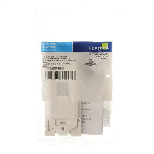 Leviton 1-Port Renu Insert White On White (RE640-WW1)