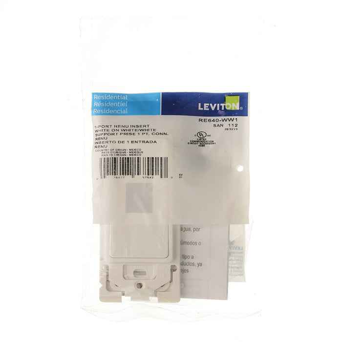 Leviton 1-Port Renu Insert White On White (RE640-WW1)