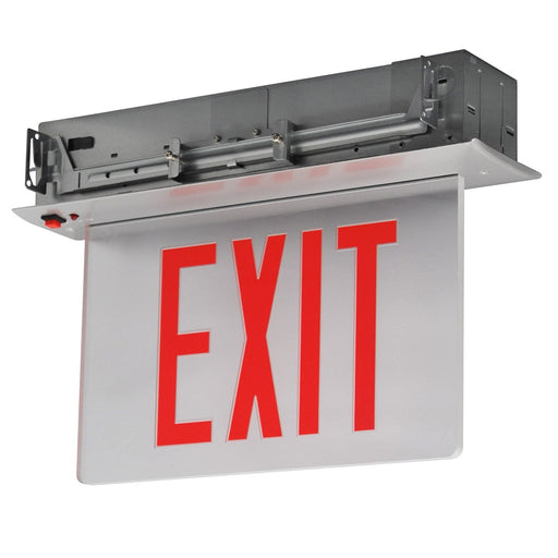 Best Lighting Products Recessed Edgelit Aluminum Exit Sign Single Face Red Letters Clear Panel White Trim Plate Battery Backup (RELZXTE1RCWEMSPV-USA)