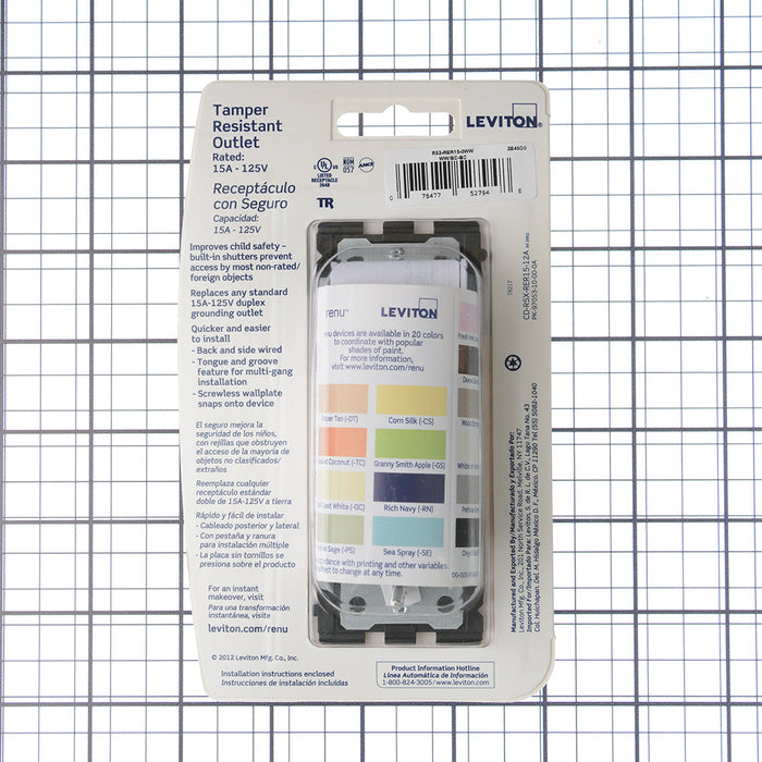 Leviton Renu 15A Tamper-Resistant Receptacle White On White (RER15-WW)