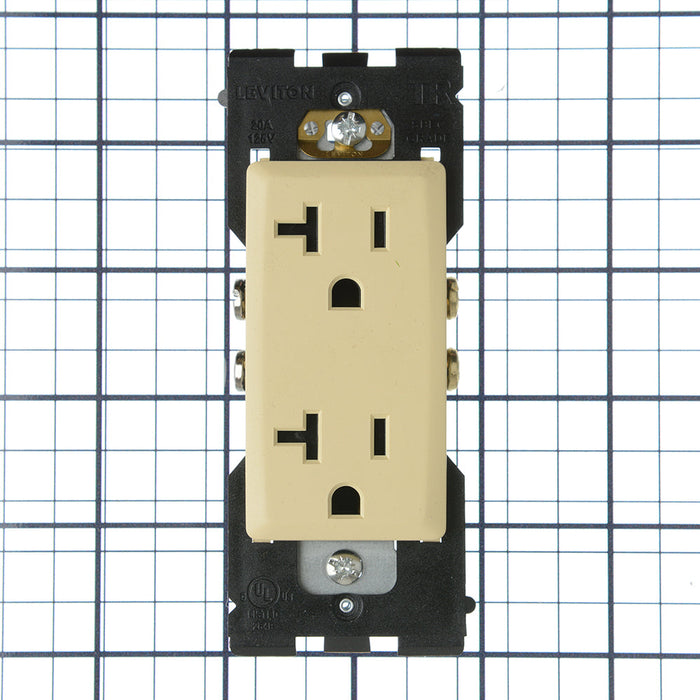 Leviton Renu Tamper-Resistant Duplex Receptacle/Outlet 20 Amp 125V NEMA 5-2R Side And Back Wired Corn Silk (RER20-CS)