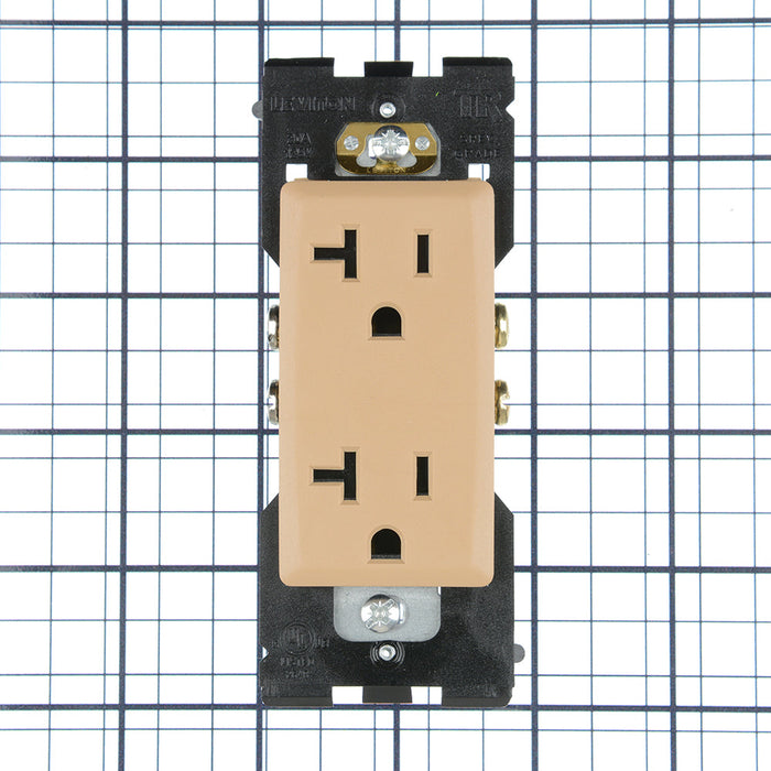 Leviton Renu Tamper-Resistant Duplex Receptacle/Outlet 20 Amp 125V NEMA 5-2R Side And Back Wired Warm Caramel (RER20-WC)