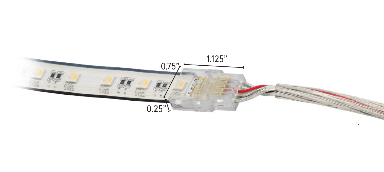 GM Lighting LTR-S Spec Series RGBW Wet Location Tape Accessory--60 Inch Tape To Power Connector (RGBW-WP-TPC60)