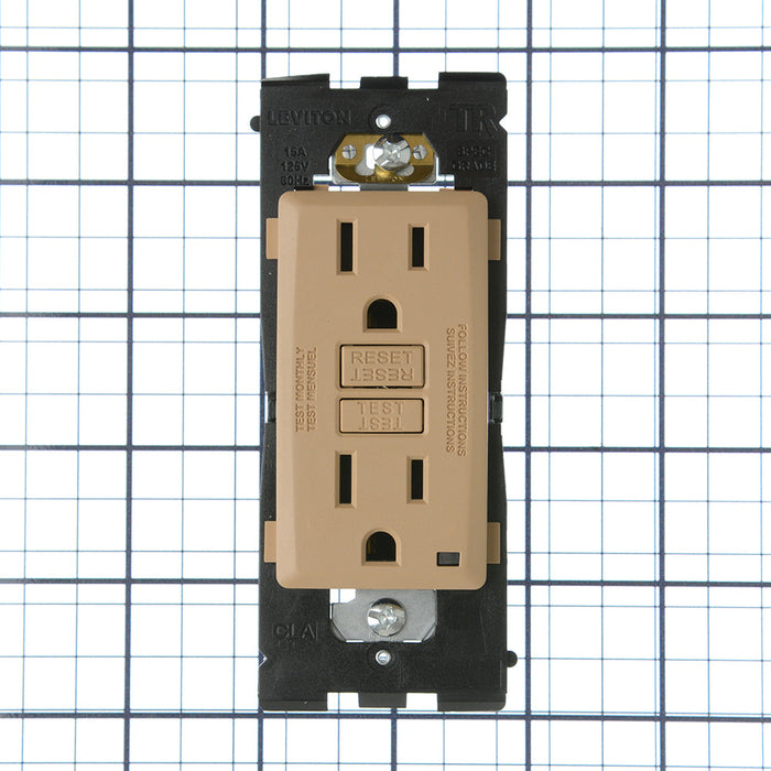Leviton Renu 15A Tamper-Resistant Self-Test Smartlock GFCI Receptacle 125V NEMA 5-15R Warm Caramel (RGF15-WC)