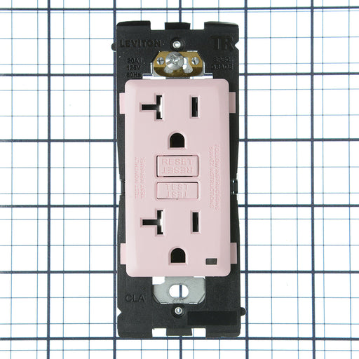Leviton Renu 20A Tamper-Resistant Self-Test SmarlockPro GFCI Receptacle 20A 125V NEMA 5-20R Side Wired/Back Wired Fresh Pink Lemonade (RGF20-FP)