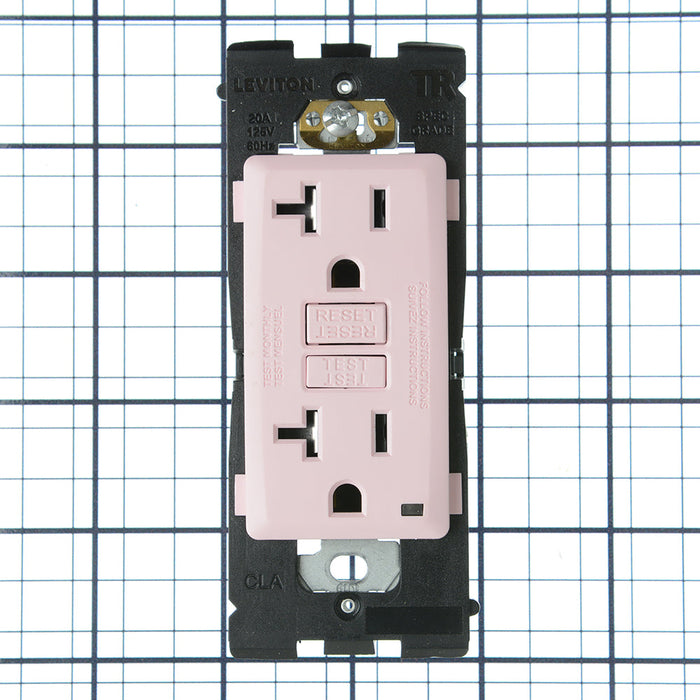Leviton Renu 20A Tamper-Resistant Self-Test SmarlockPro GFCI Receptacle 20A 125V NEMA 5-20R Side Wired/Back Wired Fresh Pink Lemonade (RGF20-FP)