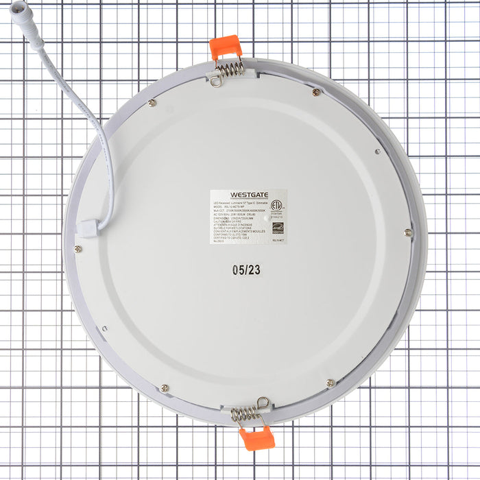 Westgate Manufacturing 10 Inch LED Slim Recessed Light 20W 1500Lm CCT Selectable 2700K/3000K/3500K/4000K/5000K 120V Dimmable Wet Location (RSL10-MCT5-WP)