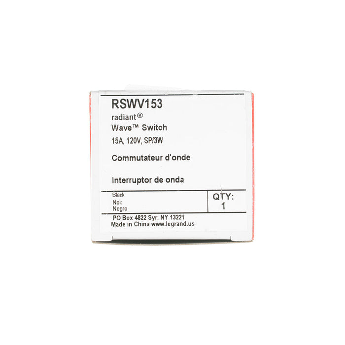 Pass and Seymour 15A 120V Radiant Wave Switch Chemical-Resistant Black (RSWV153)