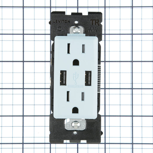 Leviton Combination Duplex Receptacle/Outlet And USB Charger 15A 125V Renu Tamper-Resistant Receptacle/Outlet NEMA 5-15R Sea Spray (RUAA1-SE)