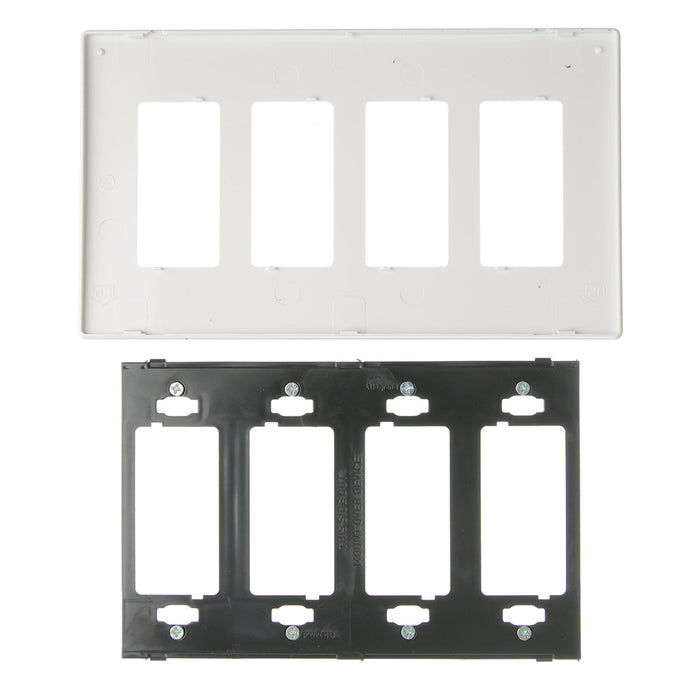 Pass And Seymour Radiant Screwless Wall Plate 4-Gang White (RWP264W)