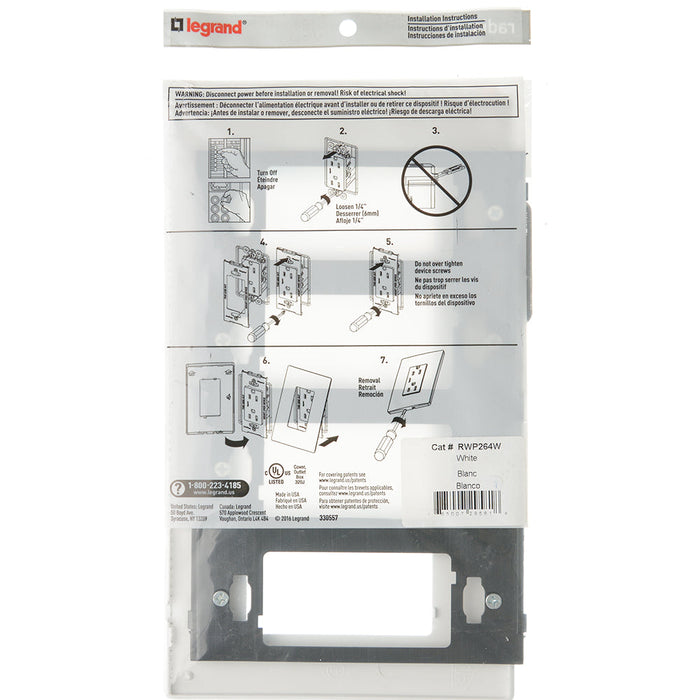 Pass And Seymour Radiant Screwless Wall Plate 4-Gang White (RWP264W)