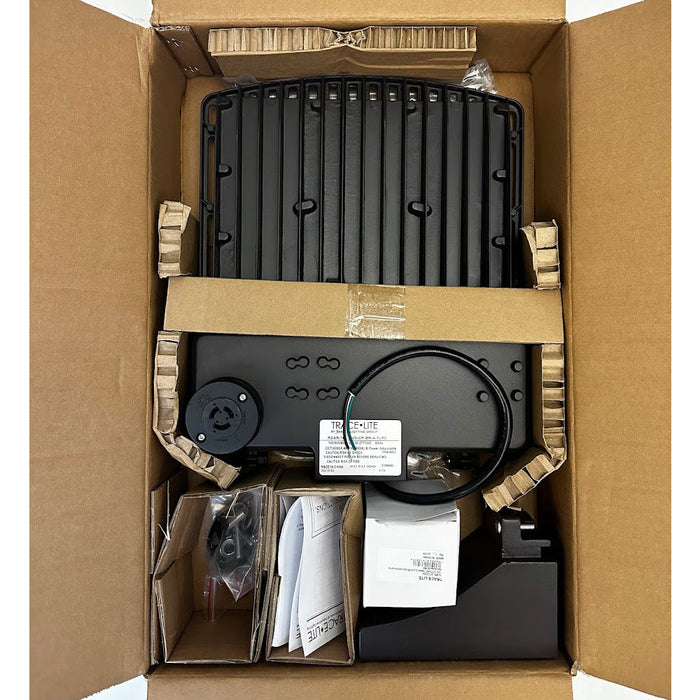 Trace-Lite Small LED Area Light Power/Color Switchable 40W/60W/80W/100W 3000K/4000K/5000K Type III 120-277VAC 0-10V Pole Mount Arm Twist Lock Photocontrol/Receptacle (RXAR-100-3-VS-CP-BR-A-TLPC)