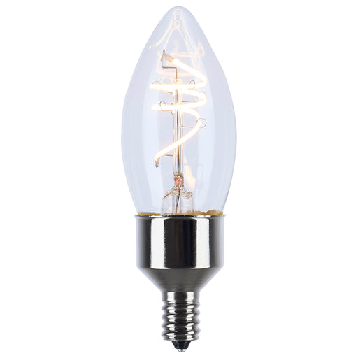SATCO/NUVO 4W LED Reminiscent Flex Gray Coil Filament B11 Candelabra Base 2700K Clear 120V 2-Pack Priced Per Each (S10523)