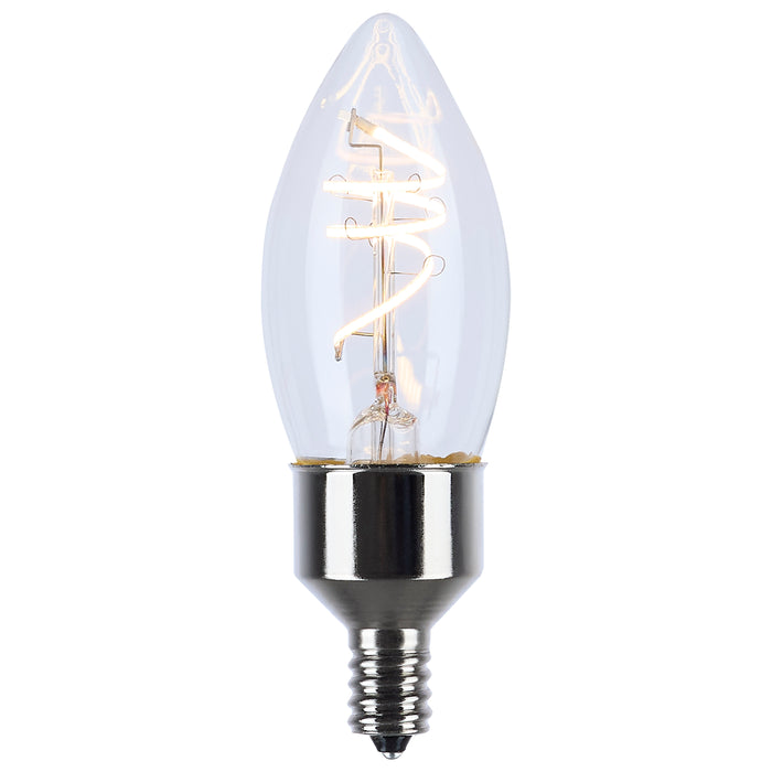 SATCO/NUVO 4W LED Reminiscent Flex Gray Coil Filament B11 Candelabra Base 2700K Clear 120V 2-Pack Priced Per Each (S10523)