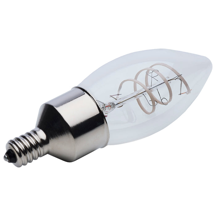 SATCO/NUVO 4W LED Reminiscent Flex Gray Coil Filament B11 Candelabra Base 2700K Clear 120V 2-Pack Priced Per Each (S10523)