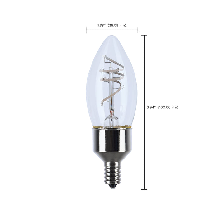 SATCO/NUVO 4W LED Reminiscent Flex Gray Coil Filament B11 Candelabra Base 2700K Clear 120V 2-Pack Priced Per Each (S10523)