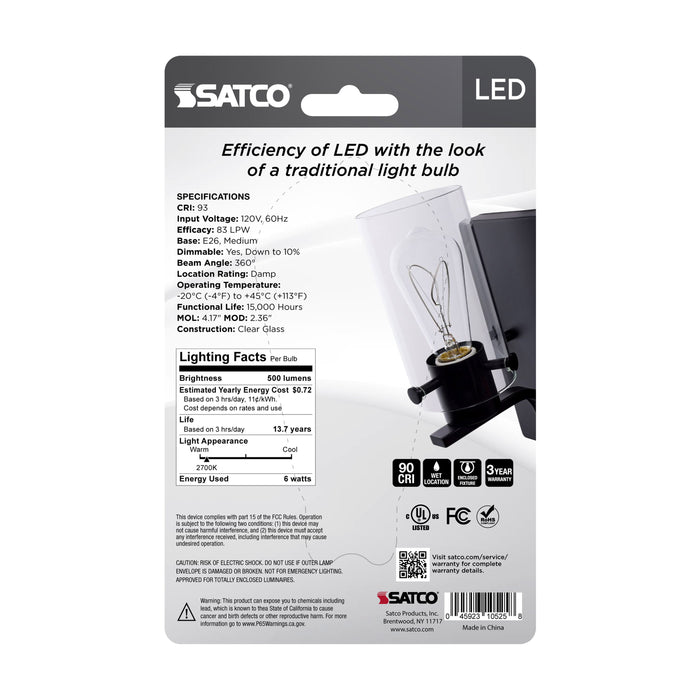 SATCO/NUVO 6W LED Reminiscent Flex Gray Filament ST19 Loop Medium E26 Base 2700K Clear 120V (S10525)