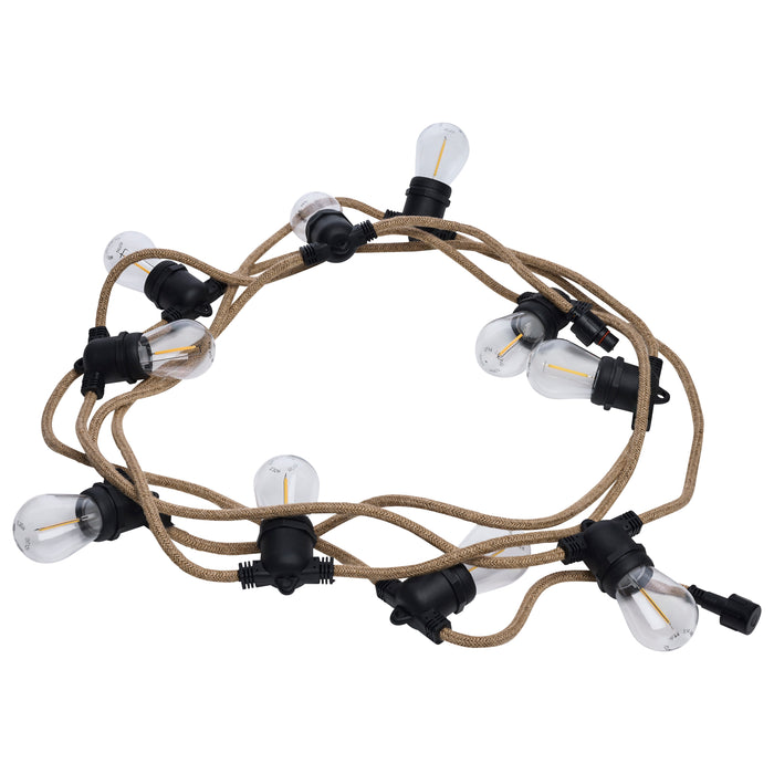 SATCO/NUVO 16 Foot LED Natural Rope String Light [10] S14 Lamps E26 Sockets 2700K 120V (S11196)