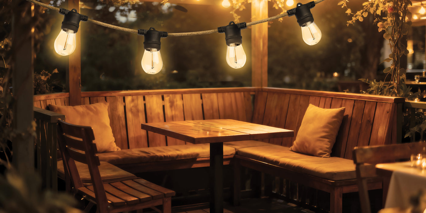 SATCO/NUVO 16 Foot LED Natural Rope String Light [10] S14 Lamps E26 Sockets 2700K 120V (S11196)