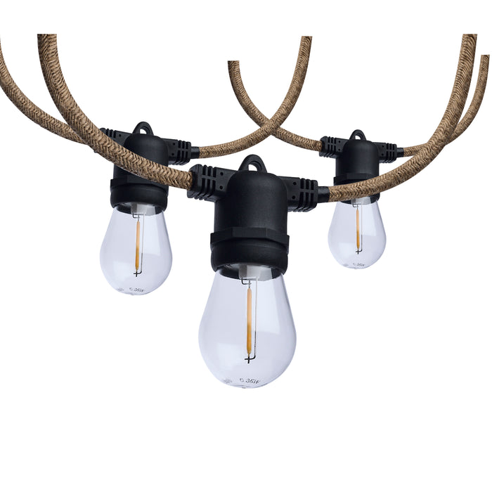 SATCO/NUVO 16 Foot LED Natural Rope String Light [10] S14 Lamps E26 Sockets 2700K 120V (S11196)