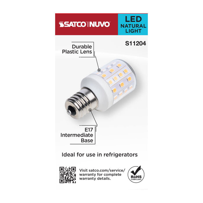 SATCO/NUVO 3.5W LED T14 E17 Base 5000K Clear Dimmable 120V (S11204)