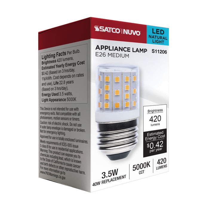 SATCO/NUVO 3.5W LED T14 E26 Base 5000K Clear 120-240V (S11206)
