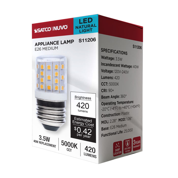 SATCO/NUVO 3.5W LED T14 E26 Base 5000K Clear 120-240V (S11206)