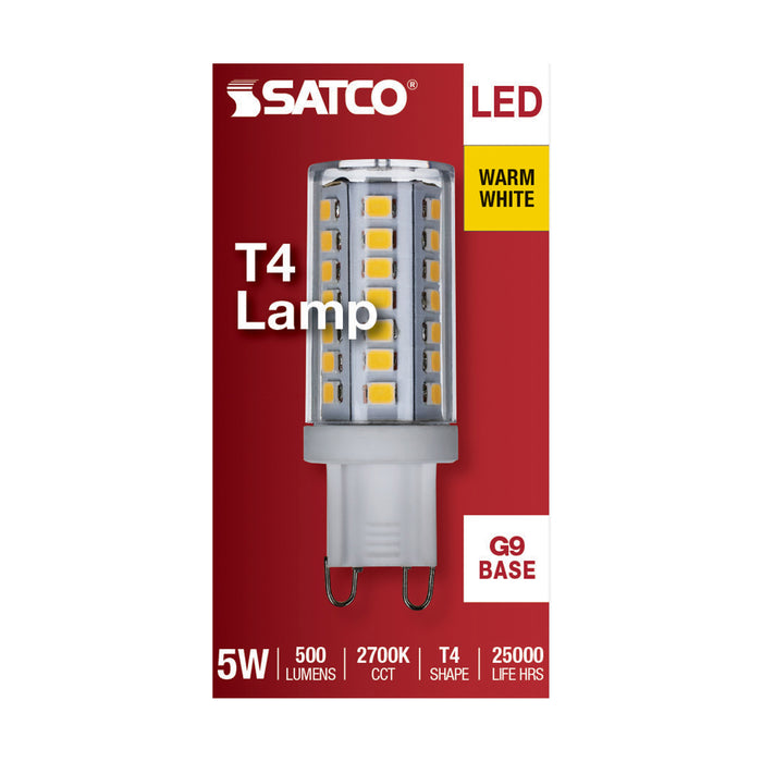SATCO/NUVO 5W LED G9 Bulb T4 Shape 2700K 120V 500Lm G9 Double Loop Base Clear Dimmable (S11238)
